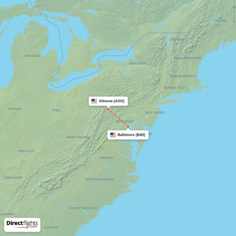 BWI - AOO route map
