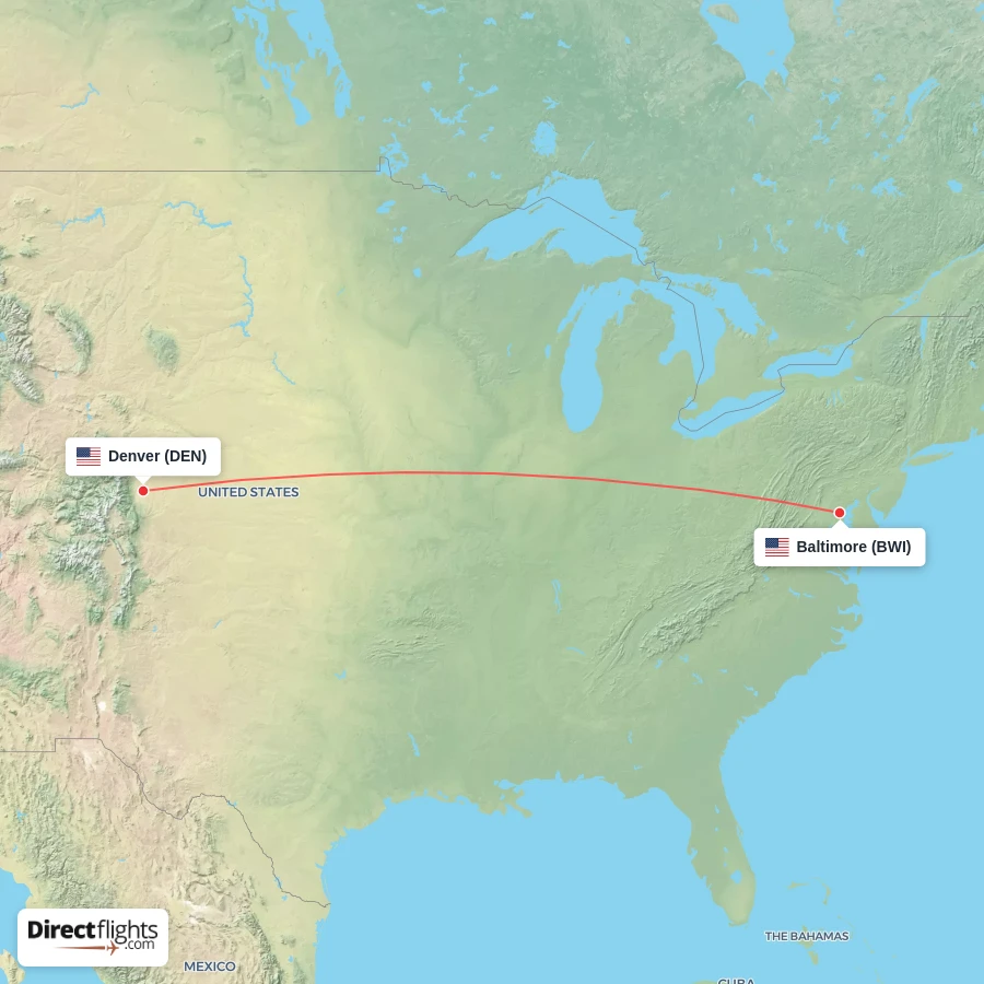 BWI - DEN route map