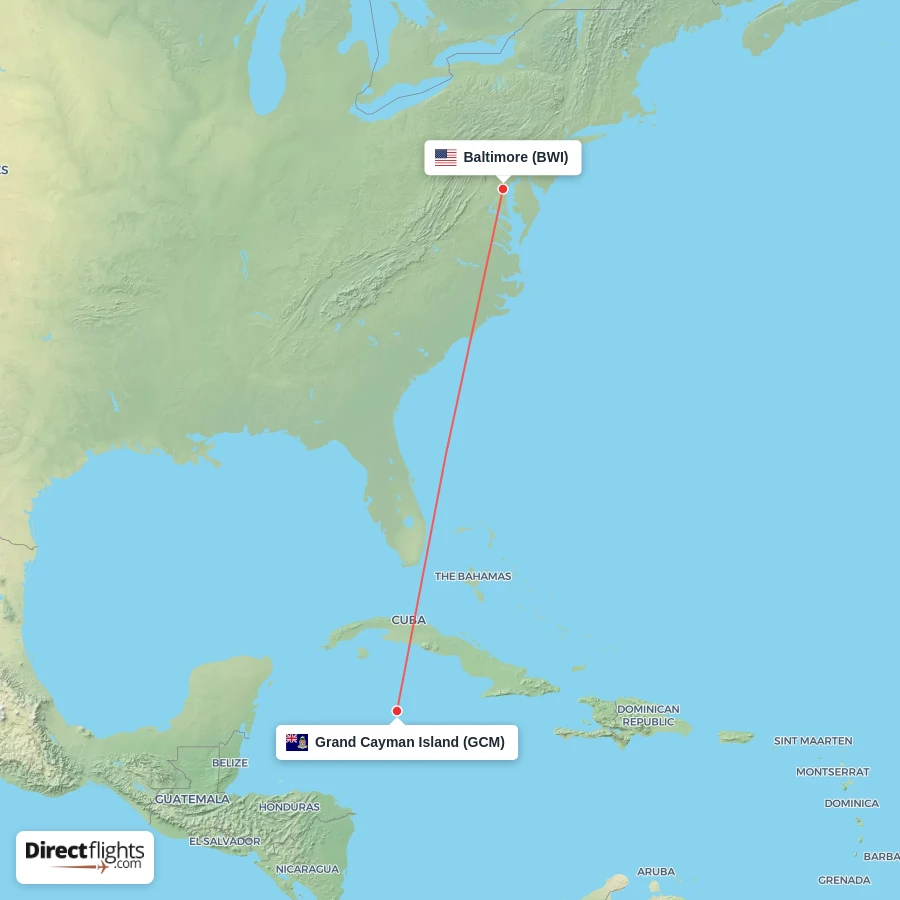 BWI - GCM route map