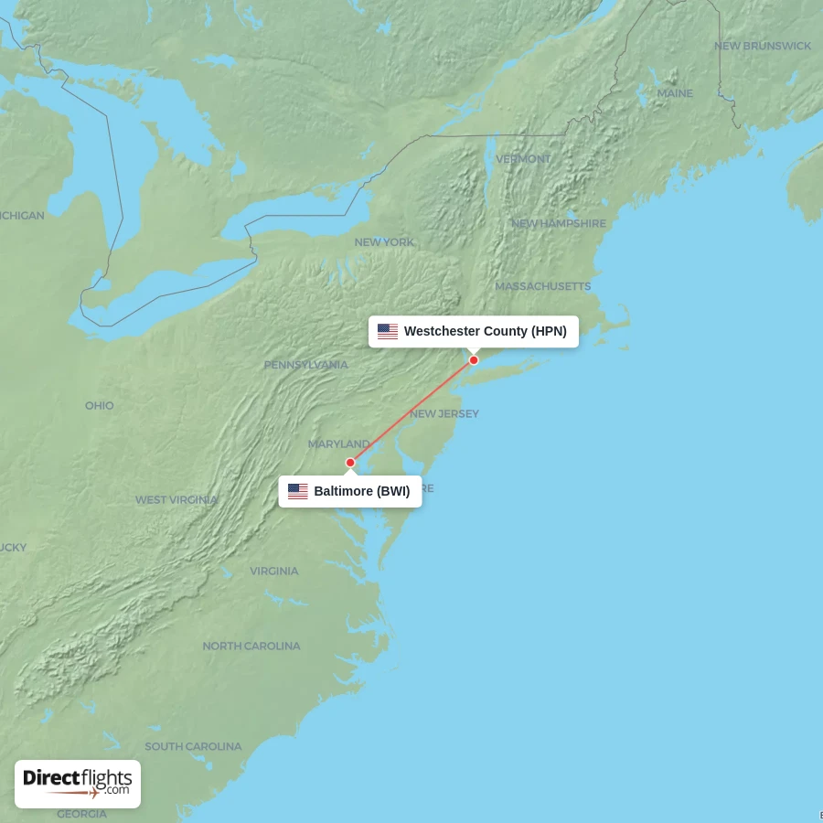 BWI - HPN route map