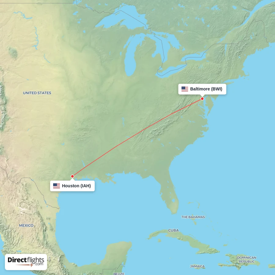 BWI - IAH route map