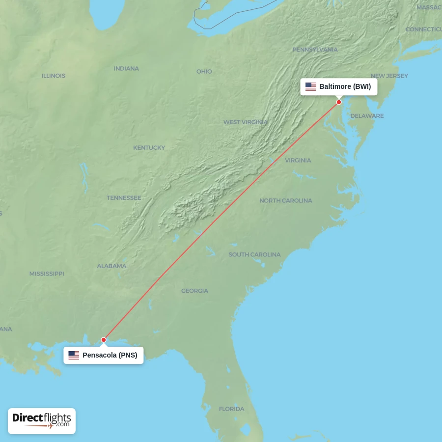 BWI - PNS route map