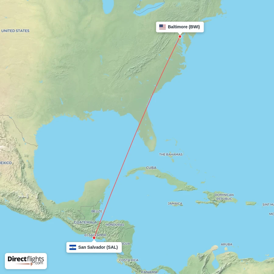 BWI - SAL route map