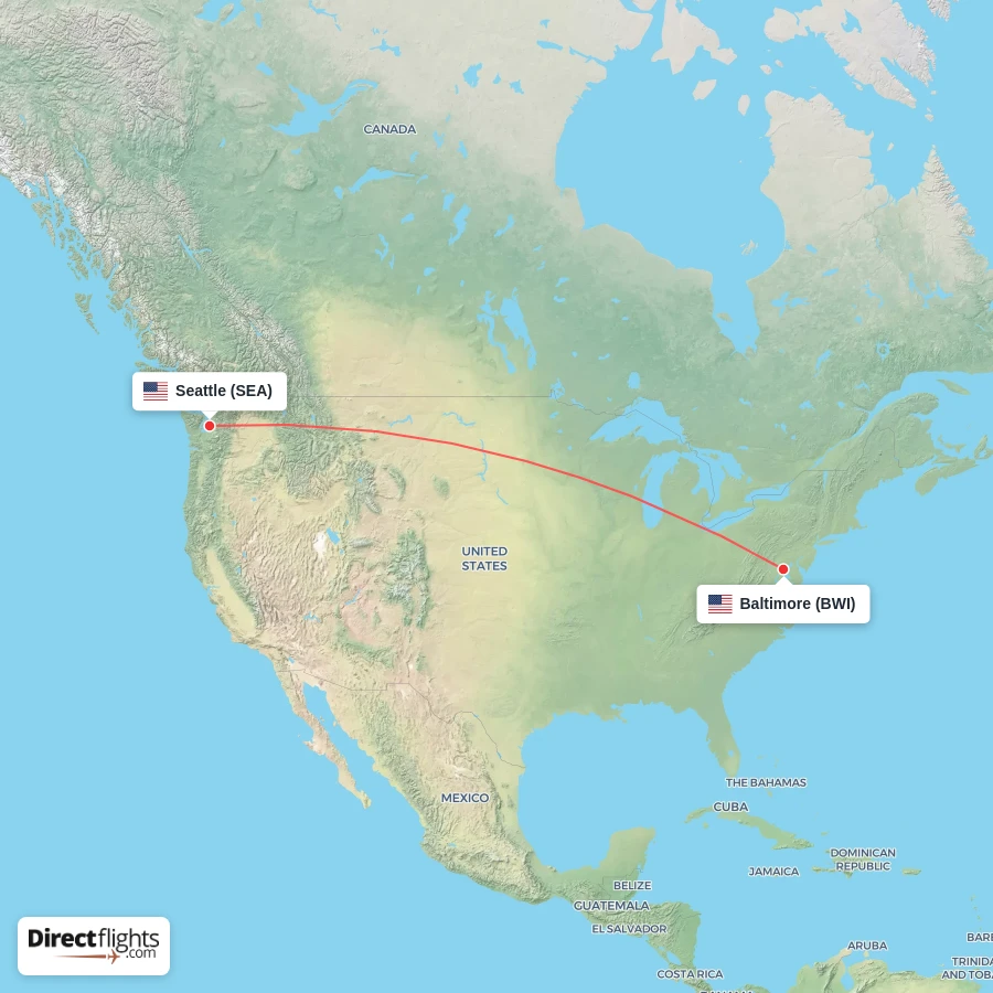 BWI - SEA route map