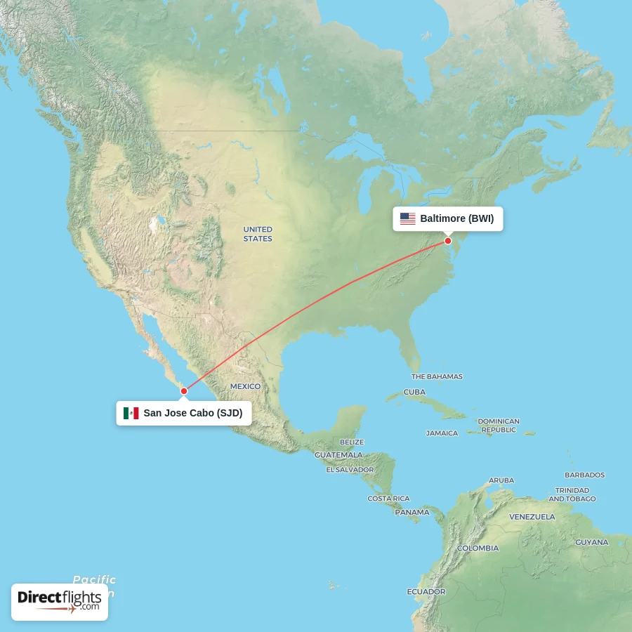 BWI - SJD route map