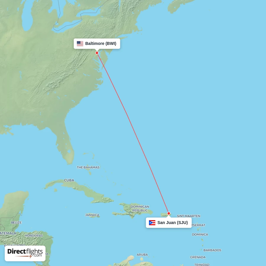 BWI - SJU route map