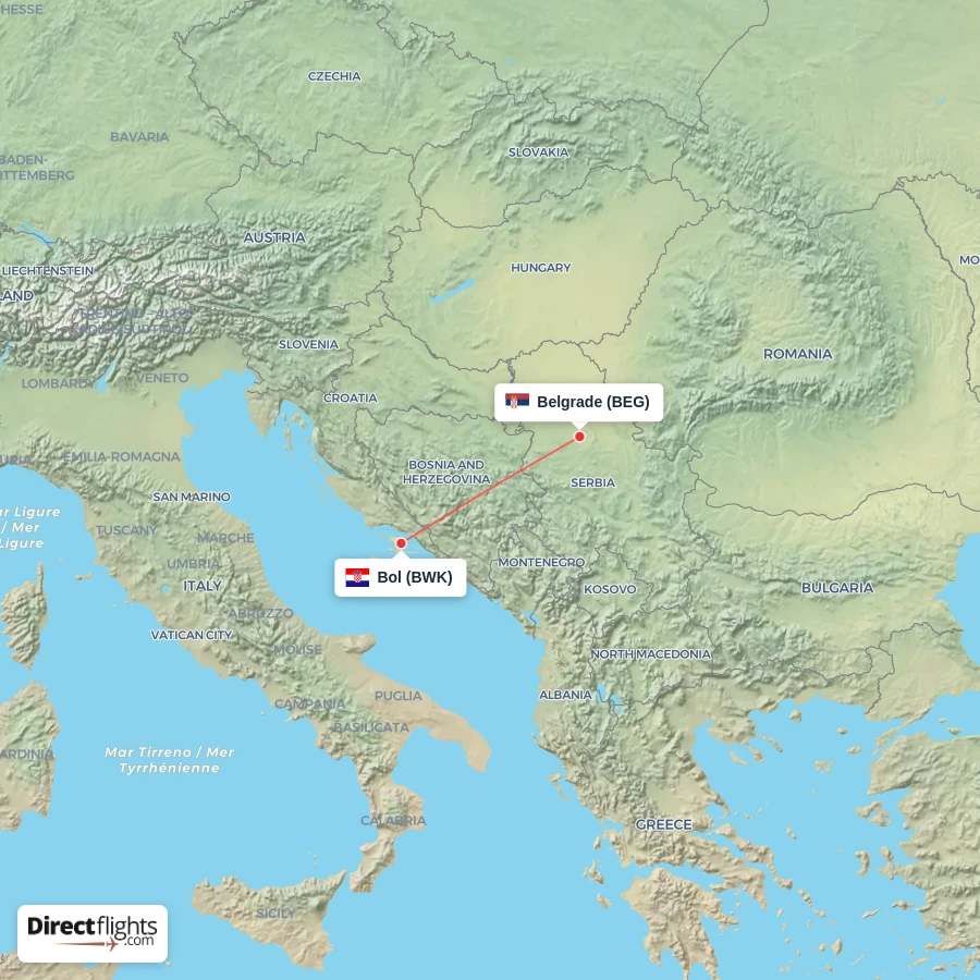 BWK - BEG route map