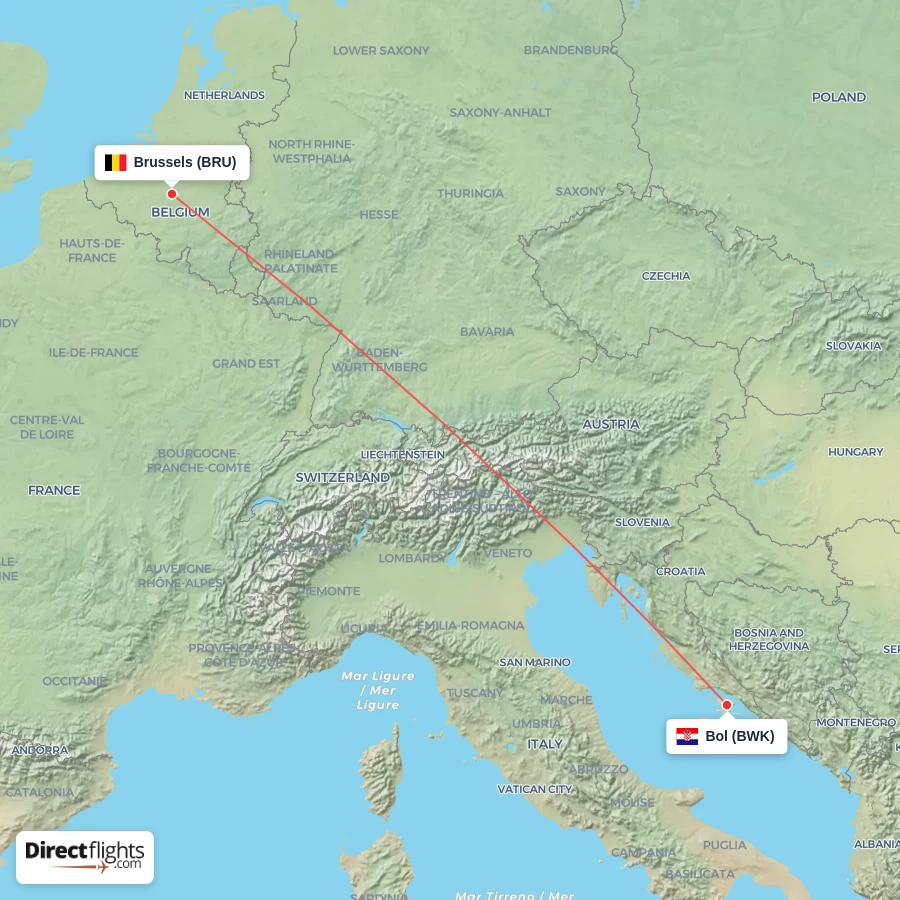 BWK - BRU route map