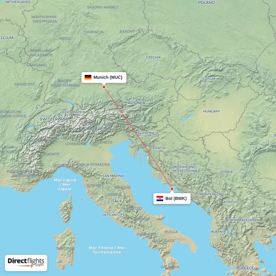 BWK - MUC route map