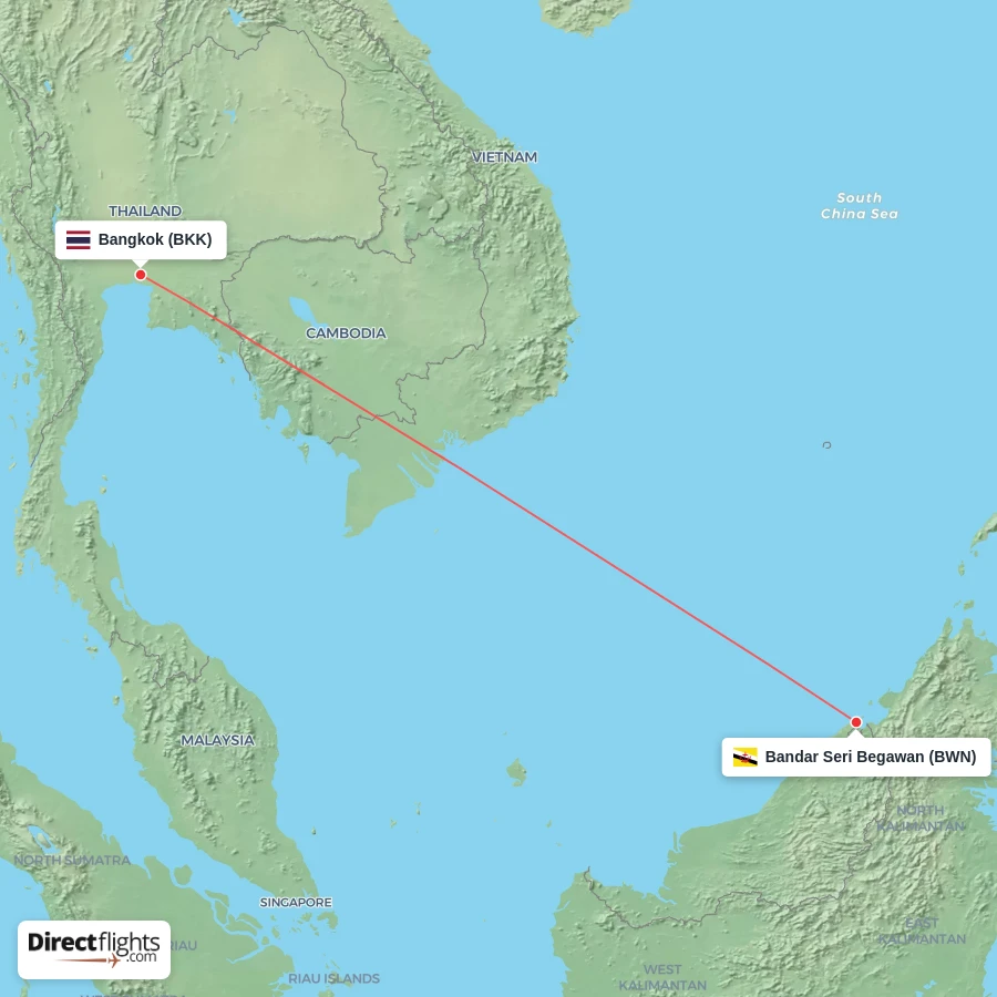 BWN - BKK route map