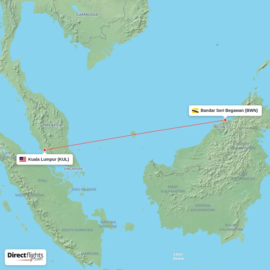 BWN - KUL route map