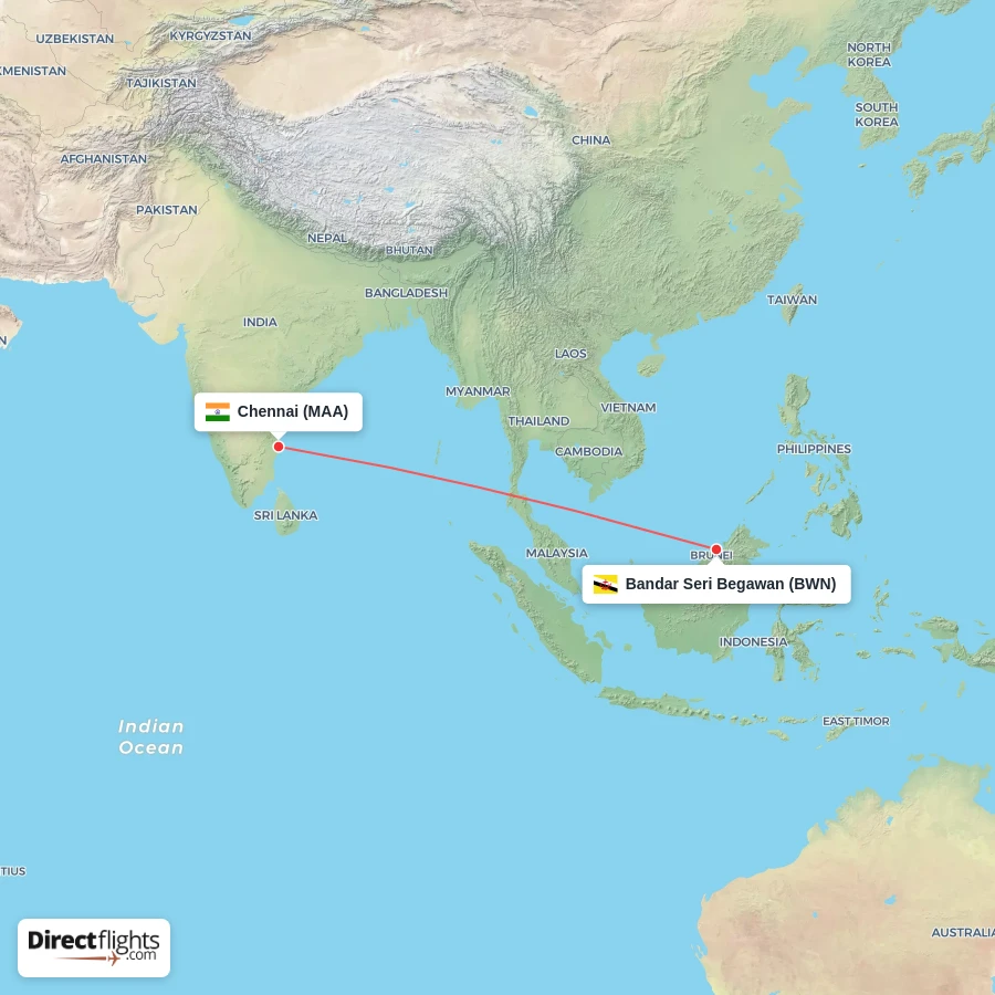 BWN - MAA route map