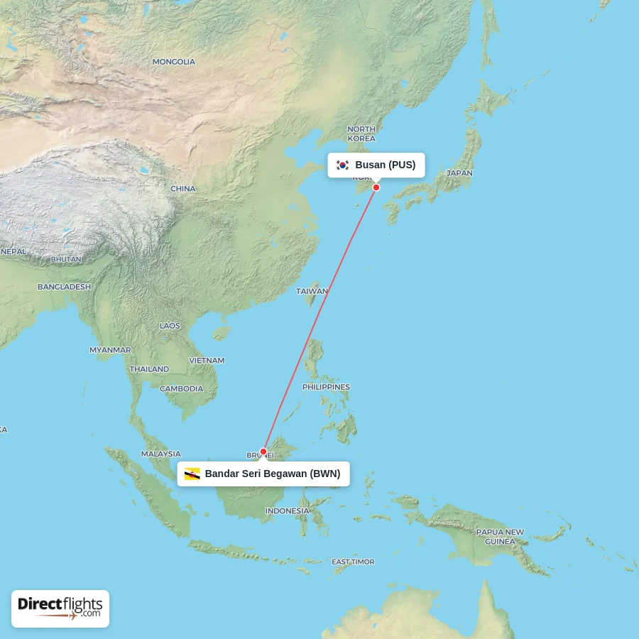BWN - PUS route map