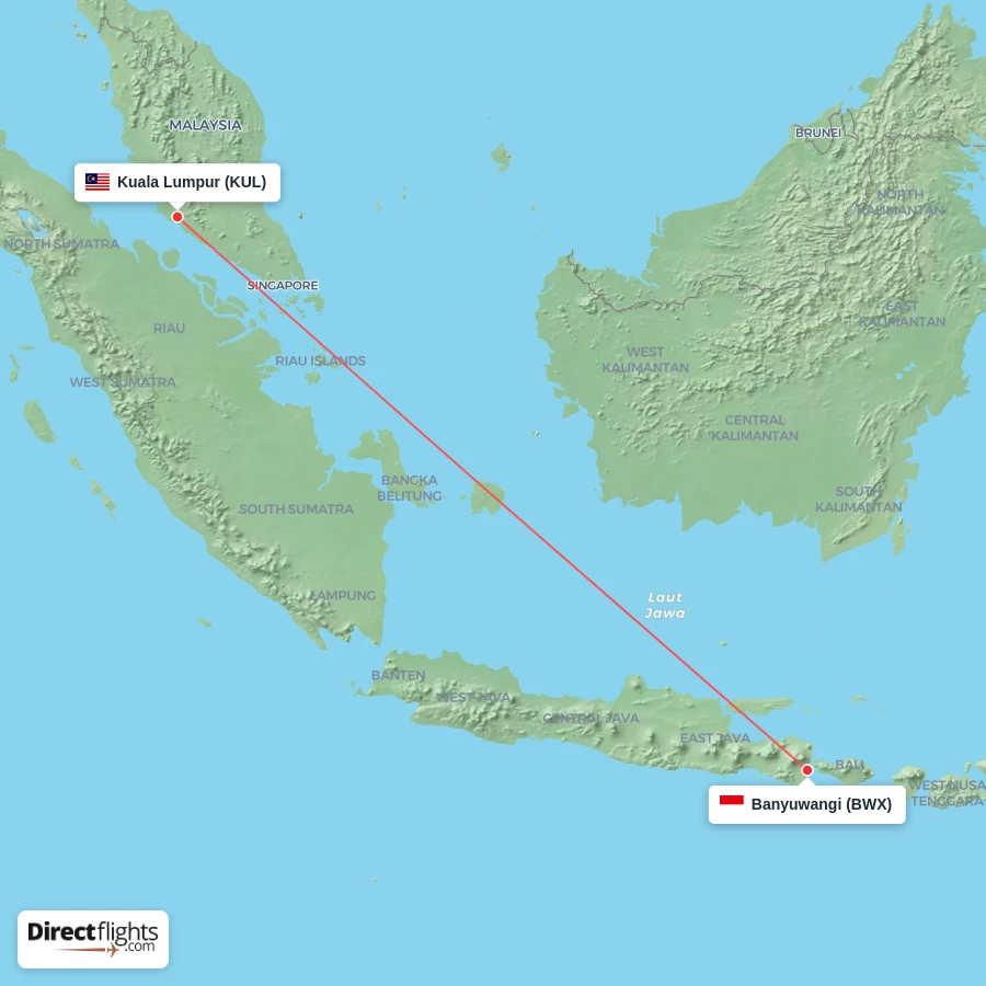 BWX - KUL route map