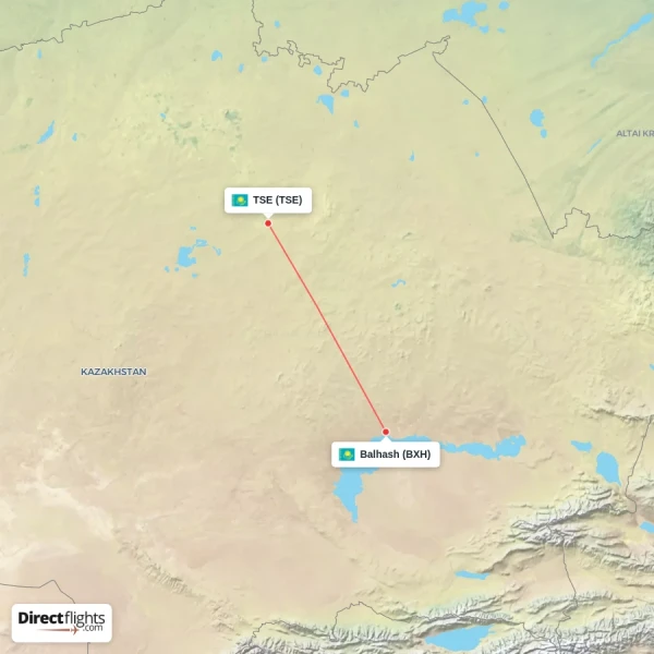 Balhash - TSE direct flight map