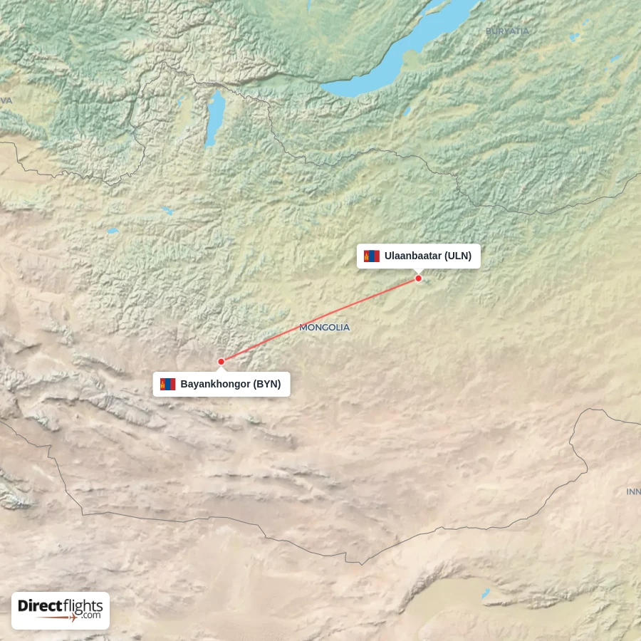 BYN - ULN route map
