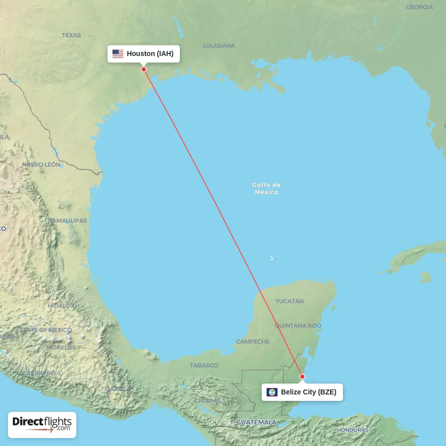 BZE - IAH route map