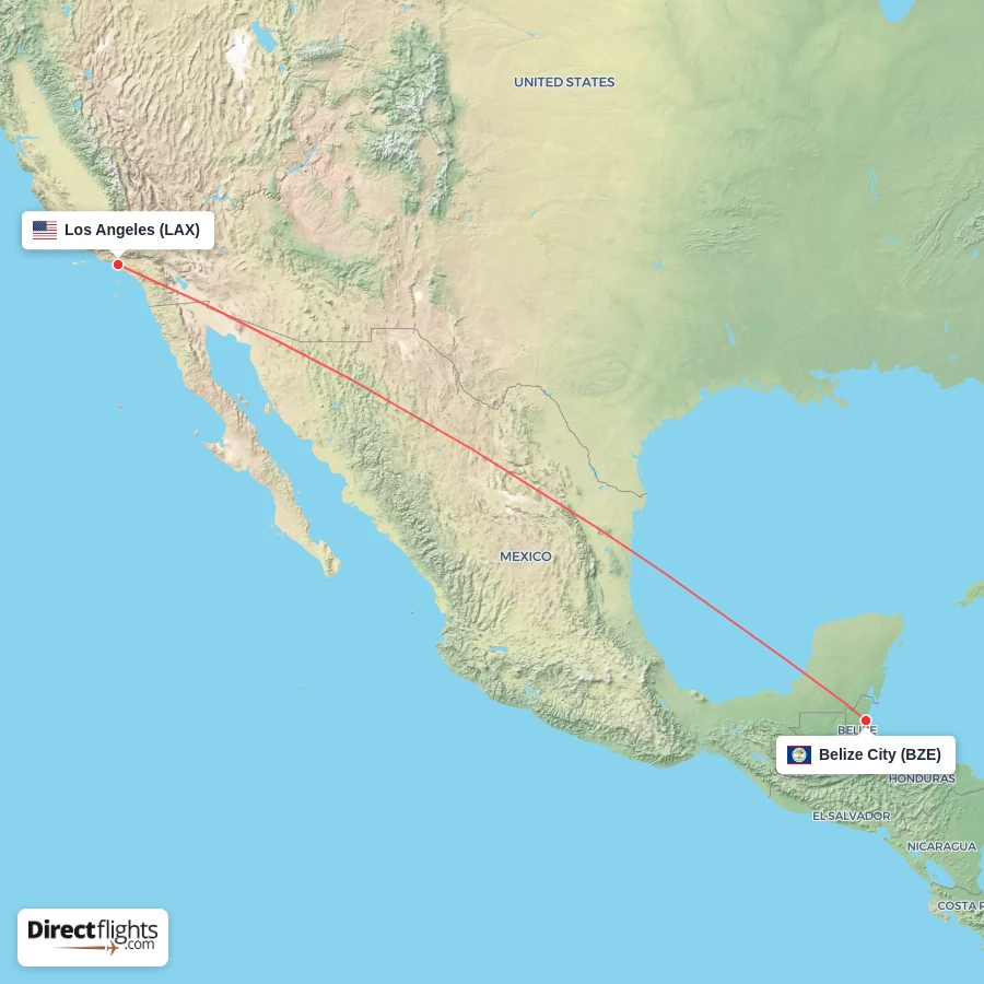 BZE - LAX route map
