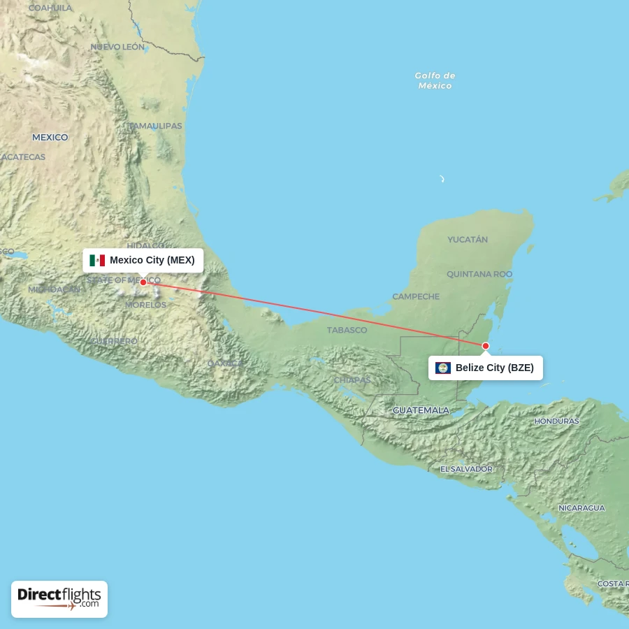BZE - MEX route map