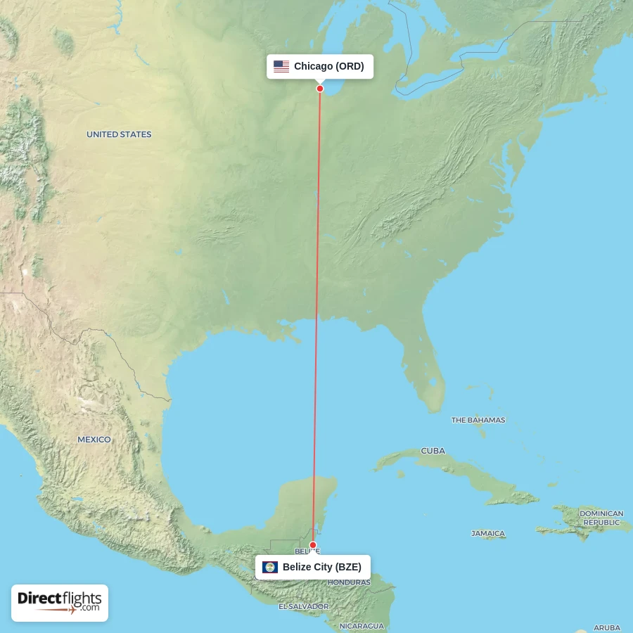 BZE - ORD route map