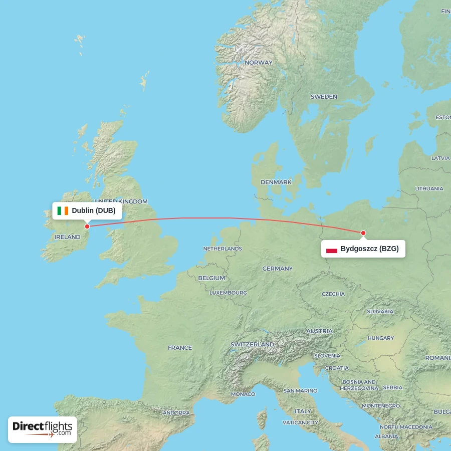 BZG - DUB route map