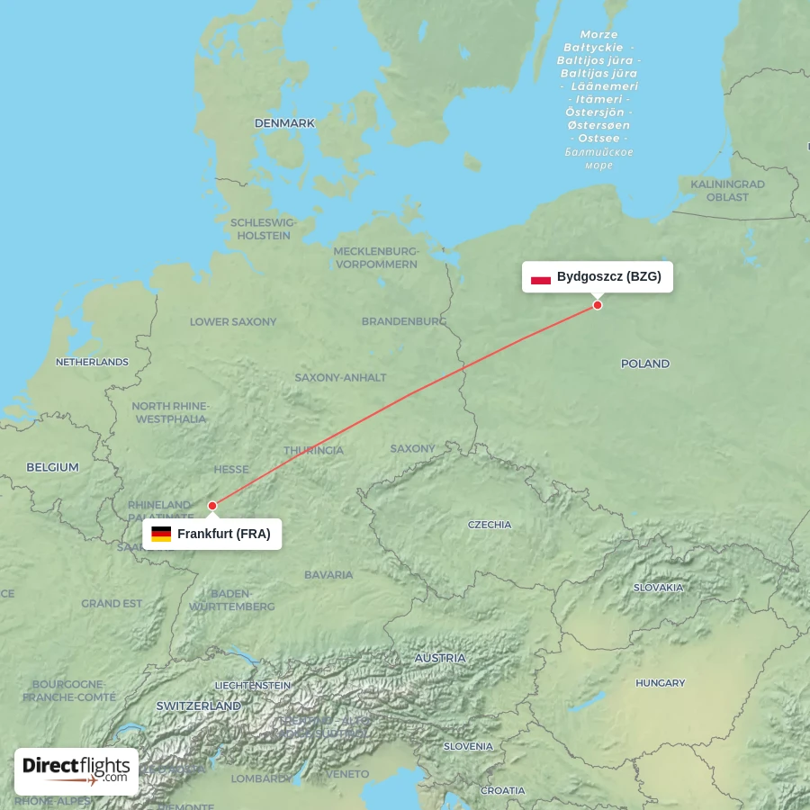 BZG - FRA route map