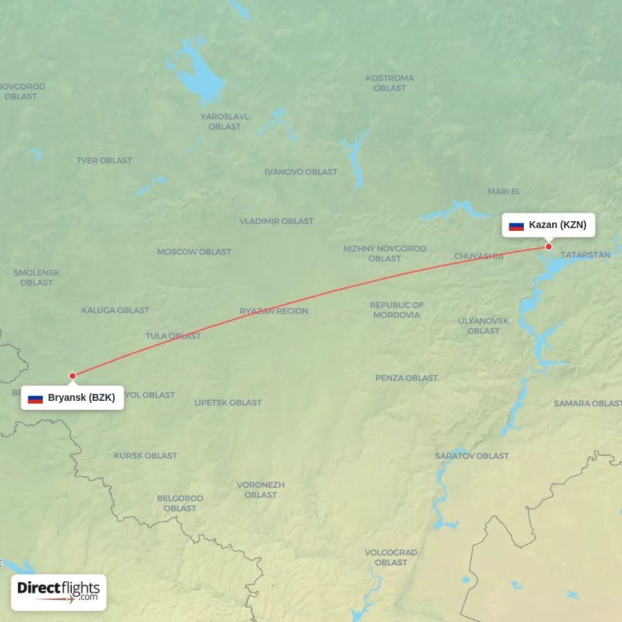 BZK - KZN route map
