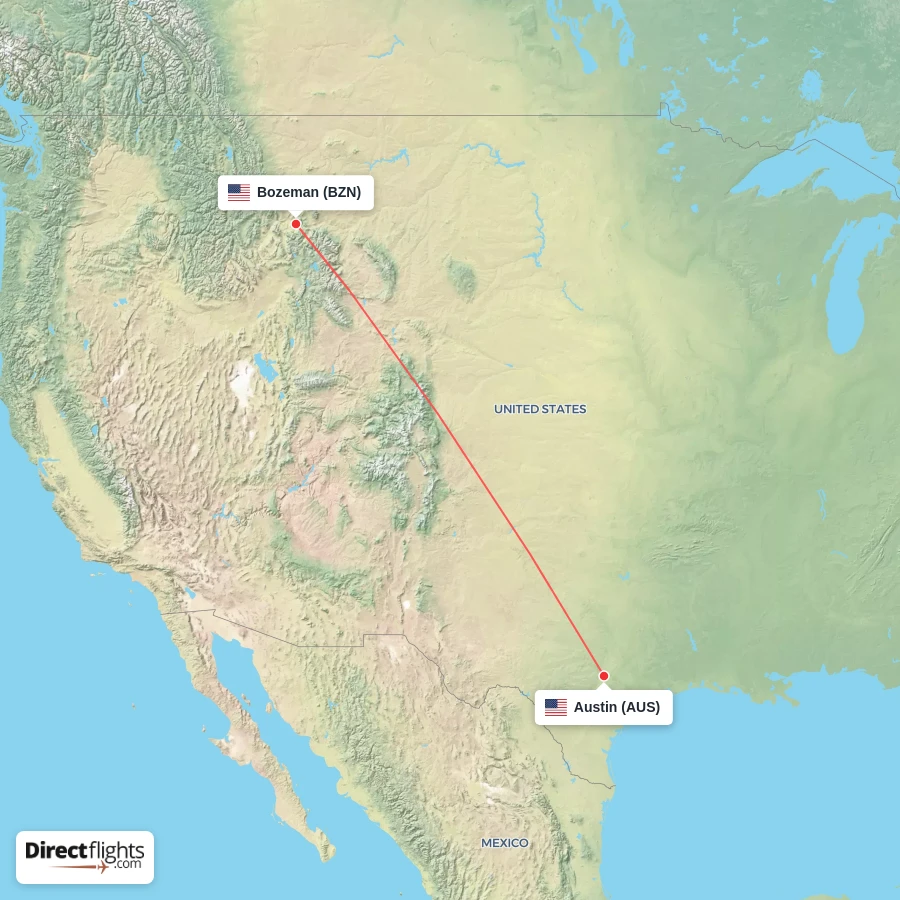 BZN - AUS route map