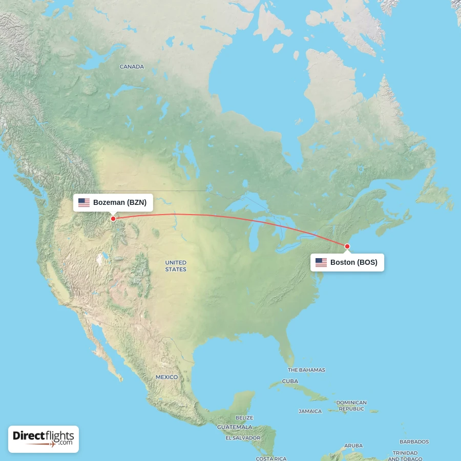 BZN - BOS route map
