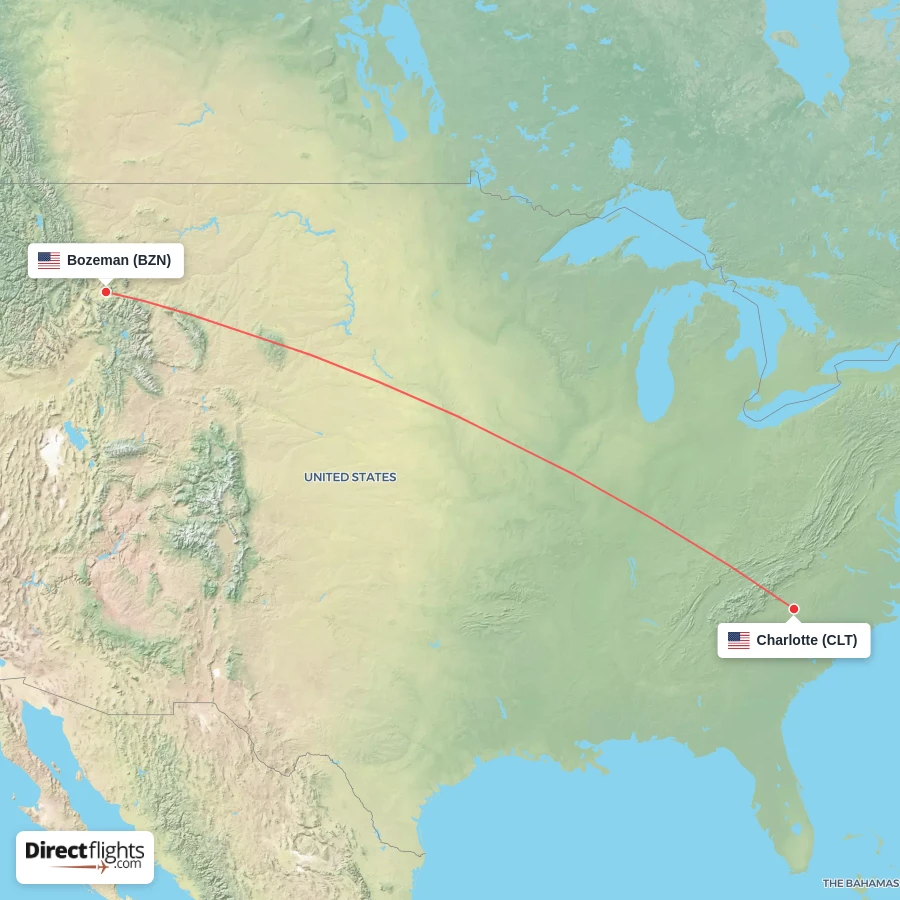 BZN - CLT route map