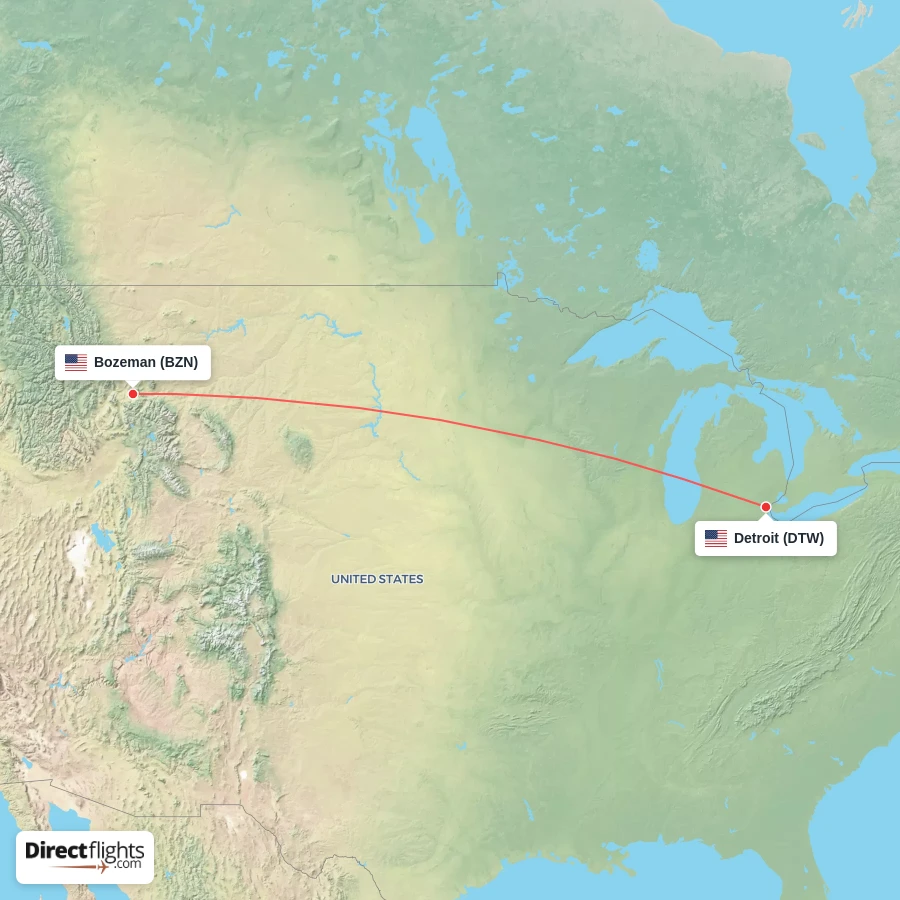 BZN - DTW route map