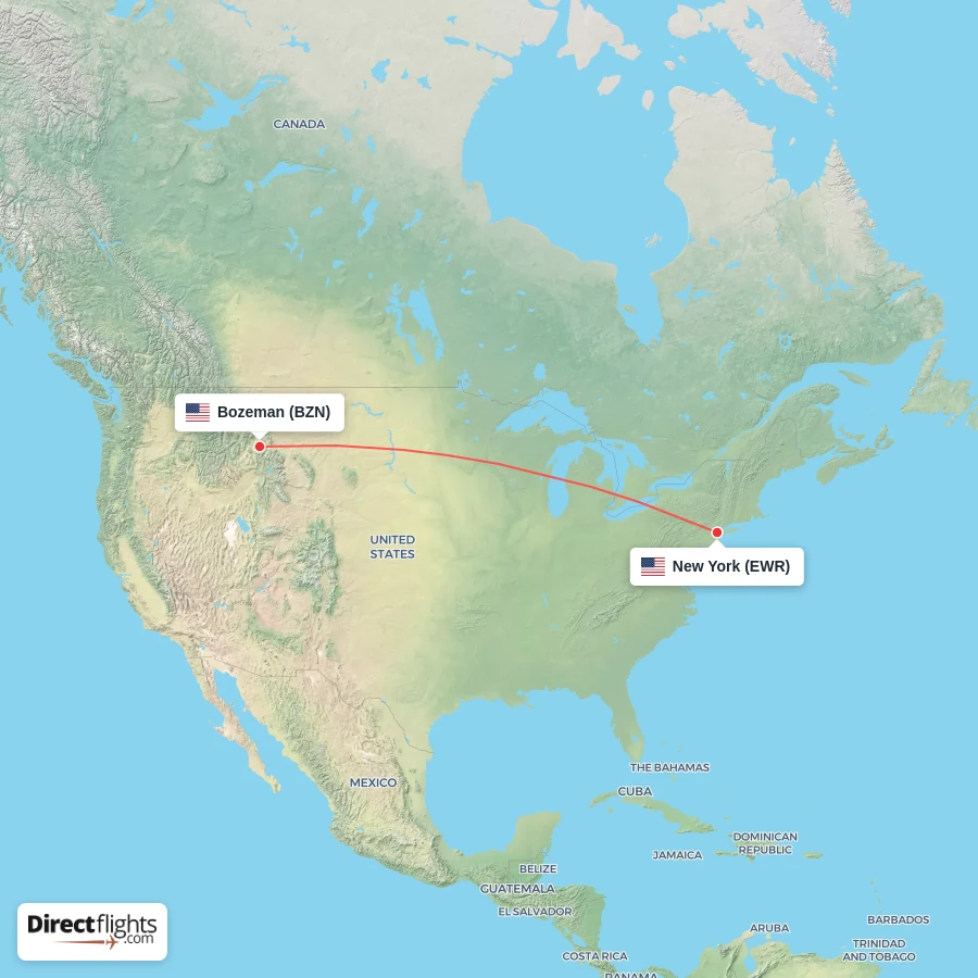 BZN - EWR route map