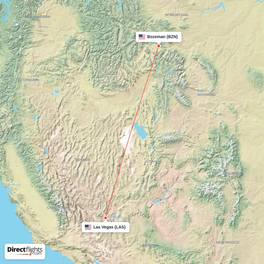 BZN - LAS route map