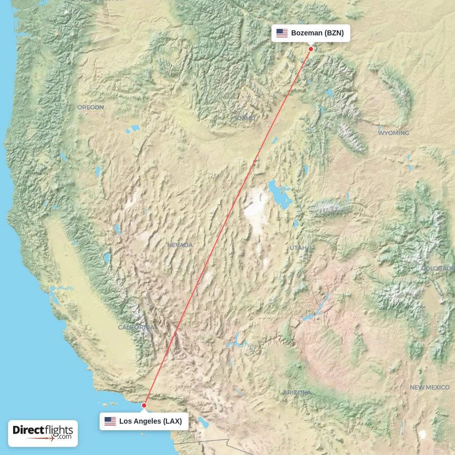 BZN - LAX route map