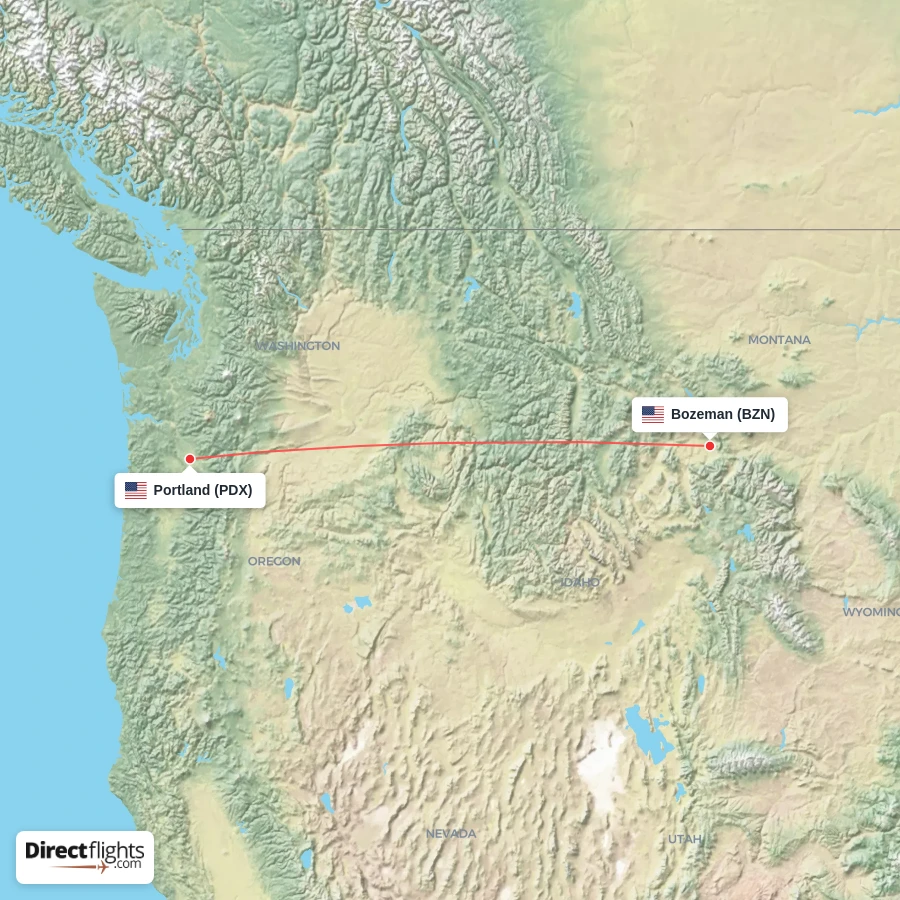 BZN - PDX route map