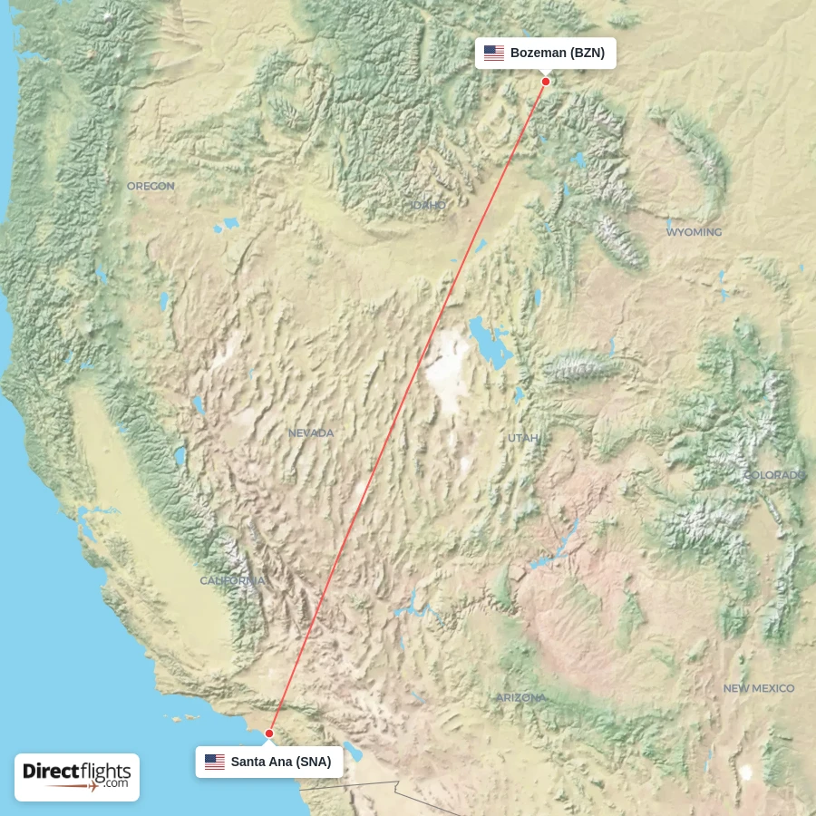 BZN - SNA route map