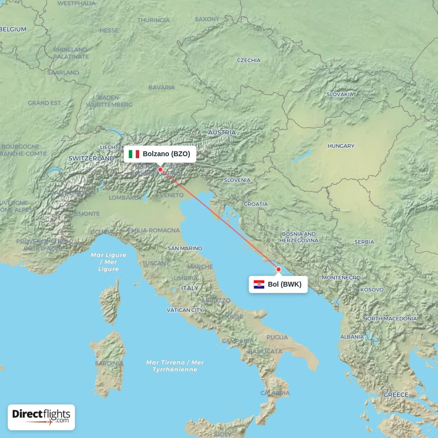 BZO - BWK route map