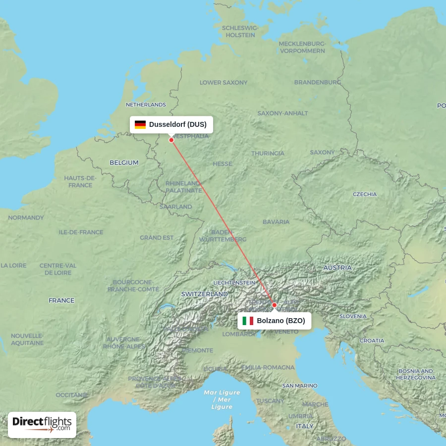BZO - DUS route map