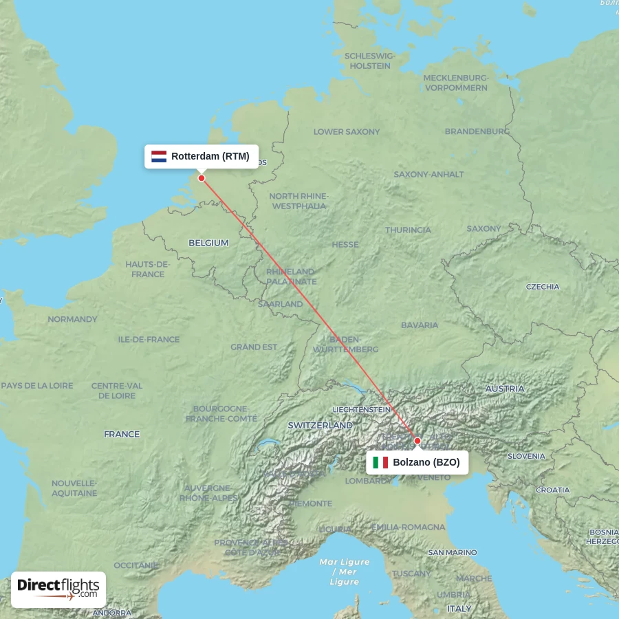 BZO - RTM route map
