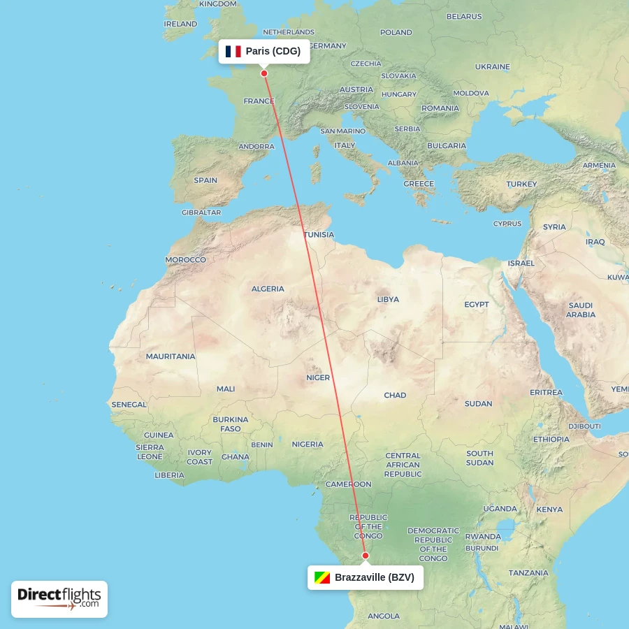 BZV - CDG route map