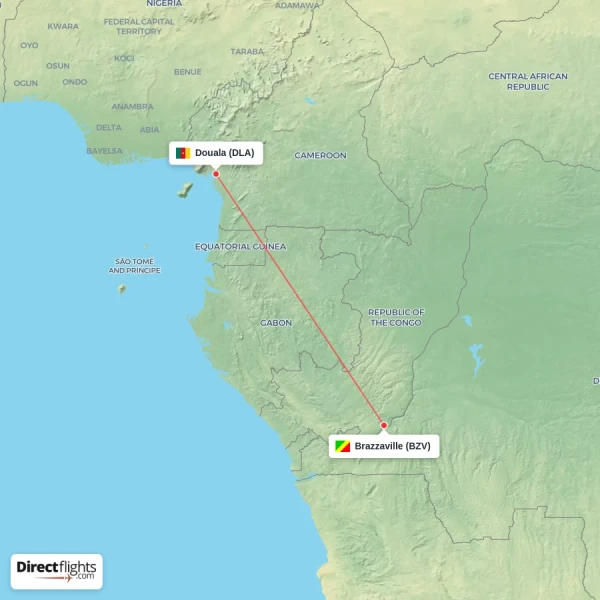 Brazzaville - Douala direct flight map