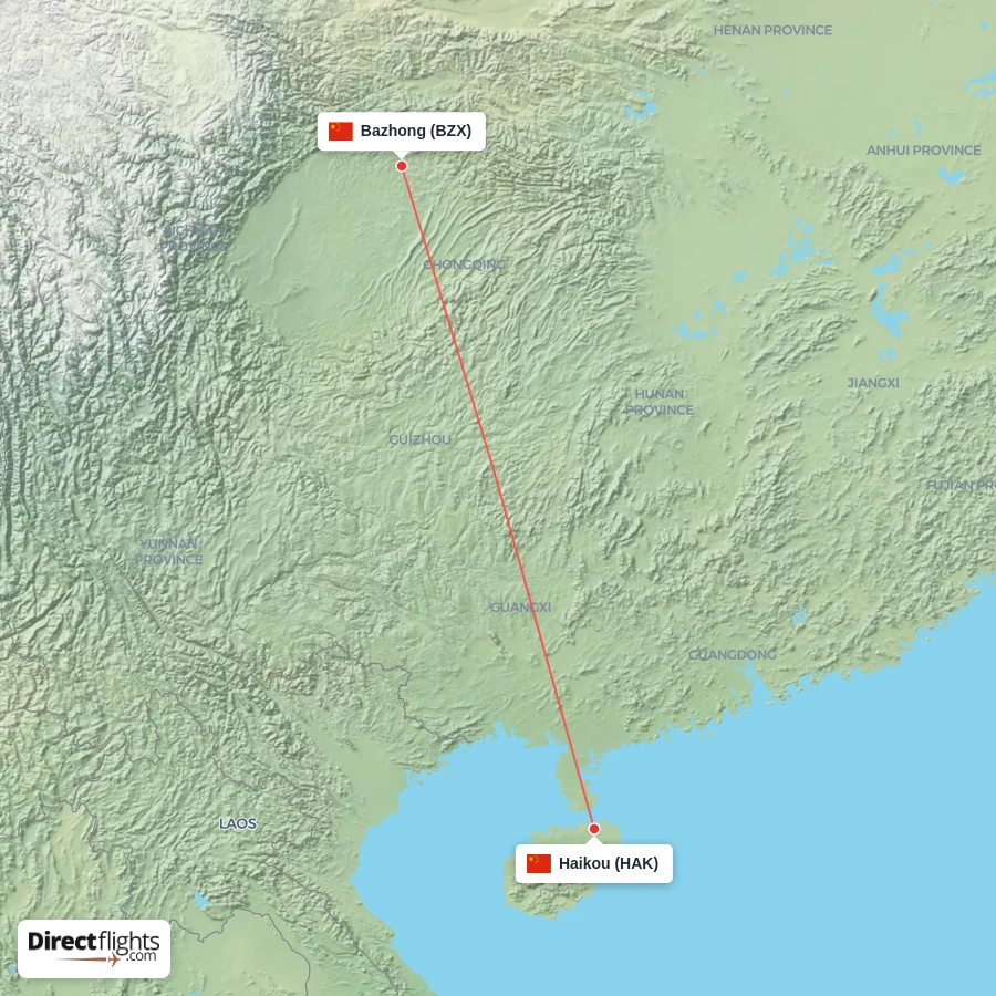 BZX - HAK route map