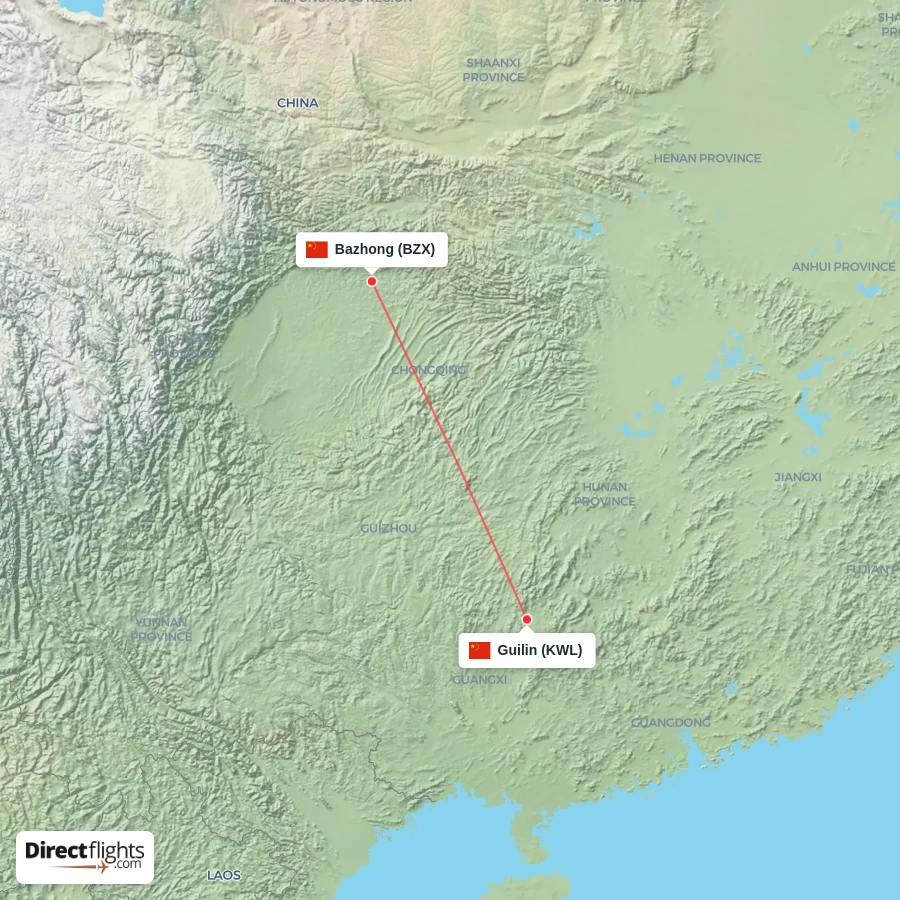 BZX - KWL route map