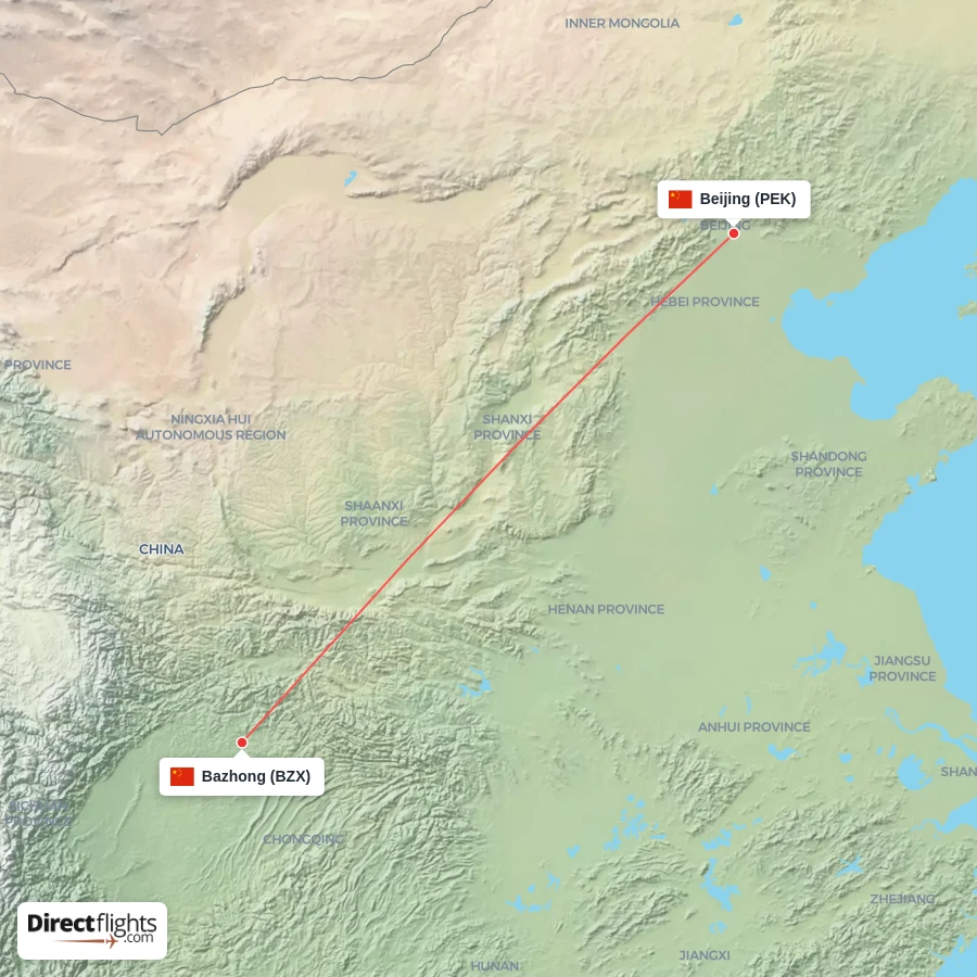 BZX - PEK route map