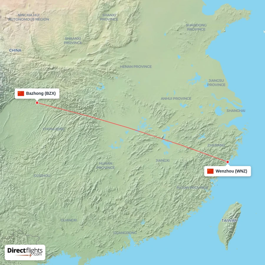 BZX - WNZ route map