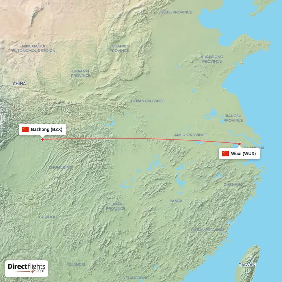 BZX - WUX route map