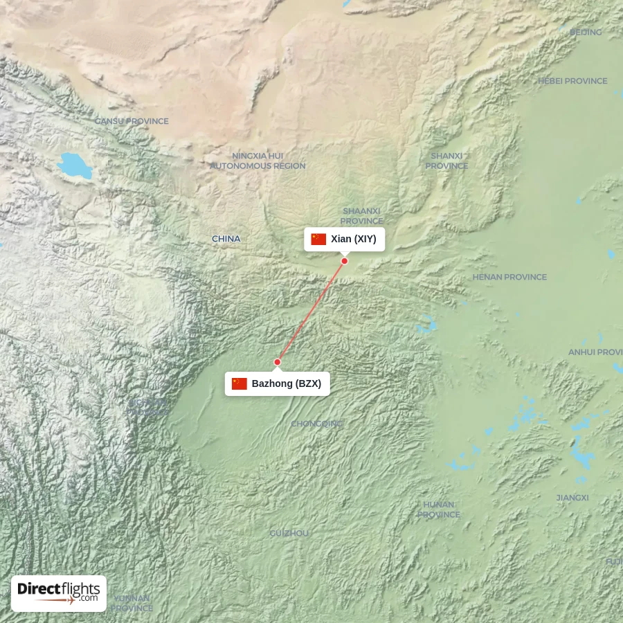 BZX - XIY route map