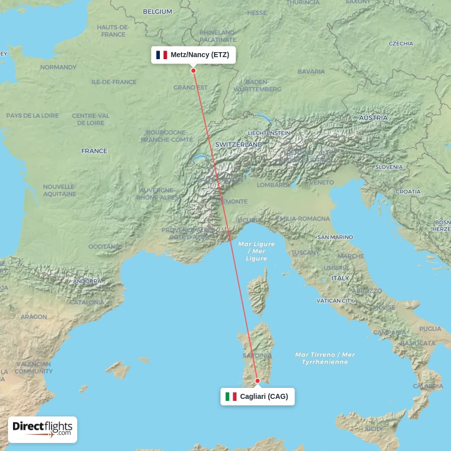 CAG - ETZ route map