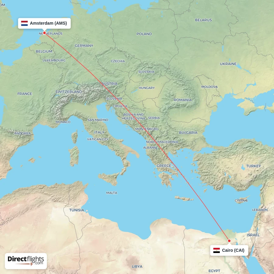 CAI - AMS route map
