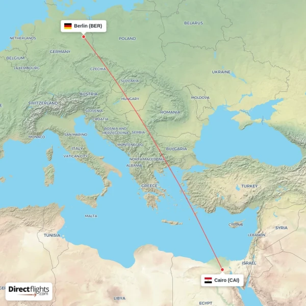 Cairo - Berlin direct flight map